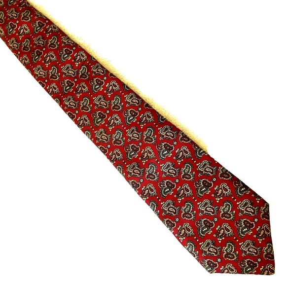 Hanover St Vintage Tie Paisley Red Silk The Works USA - Picture 4 of 7